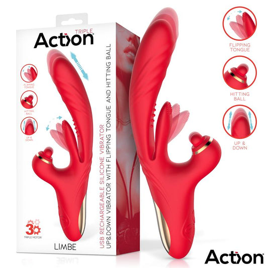 ACTION - LIMBE VIBRADOR CON LENGUA FLIP-FLAP, BOLA PERCUTORA Y UP AND DOWN