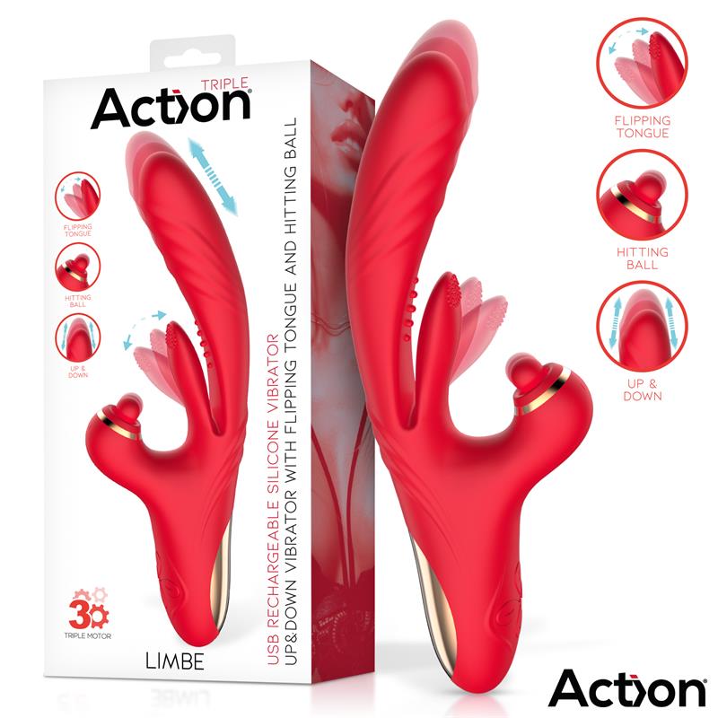ACTION - LIMBE VIBRADOR CON LENGUA FLIP-FLAP, BOLA PERCUTORA Y UP AND DOWN