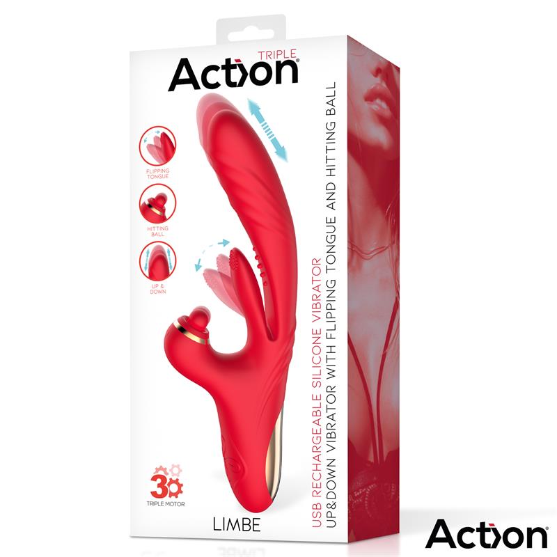 ACTION - LIMBE VIBRADOR CON LENGUA FLIP-FLAP, BOLA PERCUTORA Y UP AND DOWN