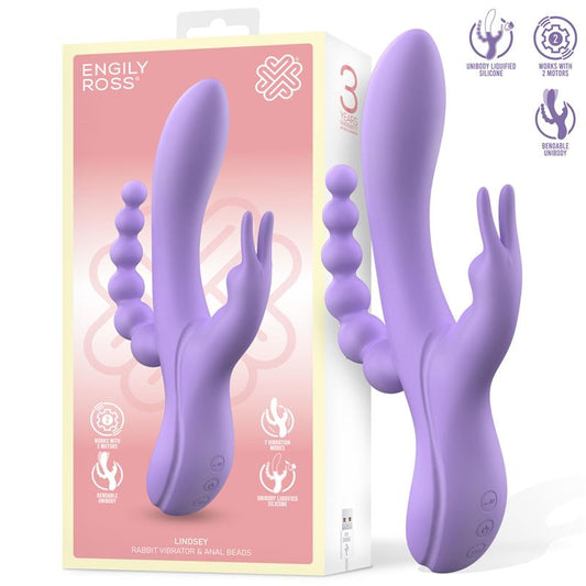 ENGILY ROSS - LINDSAY VIBRADOR CON CADENA ANAL SILICONA LÍQUIDA UNIBODY FLEXIBLE 2 MOTORES