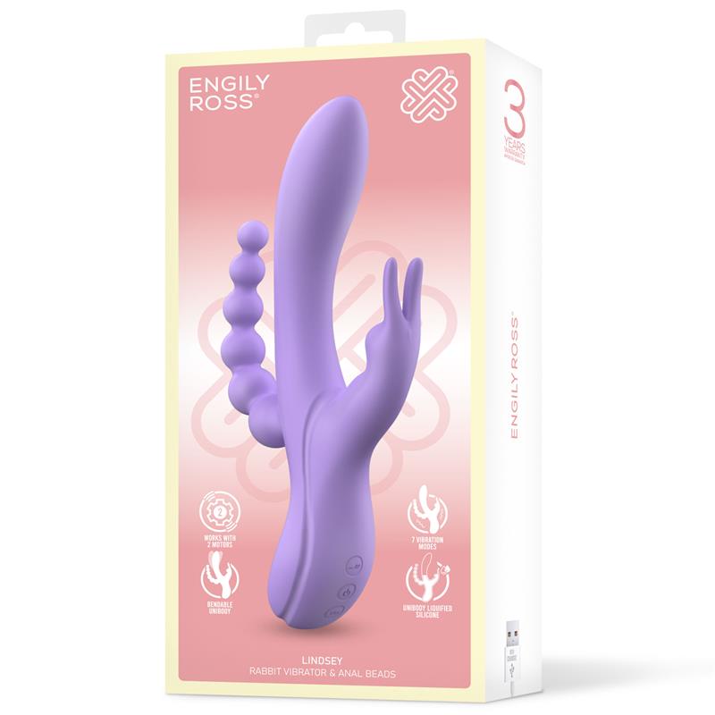 ENGILY ROSS - LINDSAY VIBRADOR CON CADENA ANAL SILICONA LÍQUIDA UNIBODY FLEXIBLE 2 MOTORES