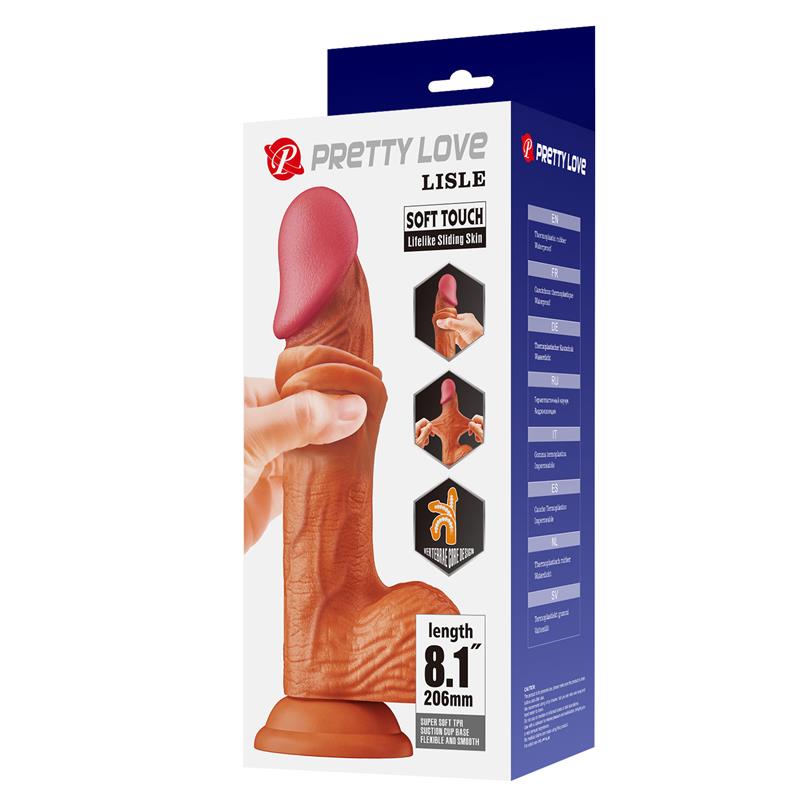 BAILE - LISLE DILDO REALISTA PIEL DESLIZANTE RETRACTIL 20.6 CM