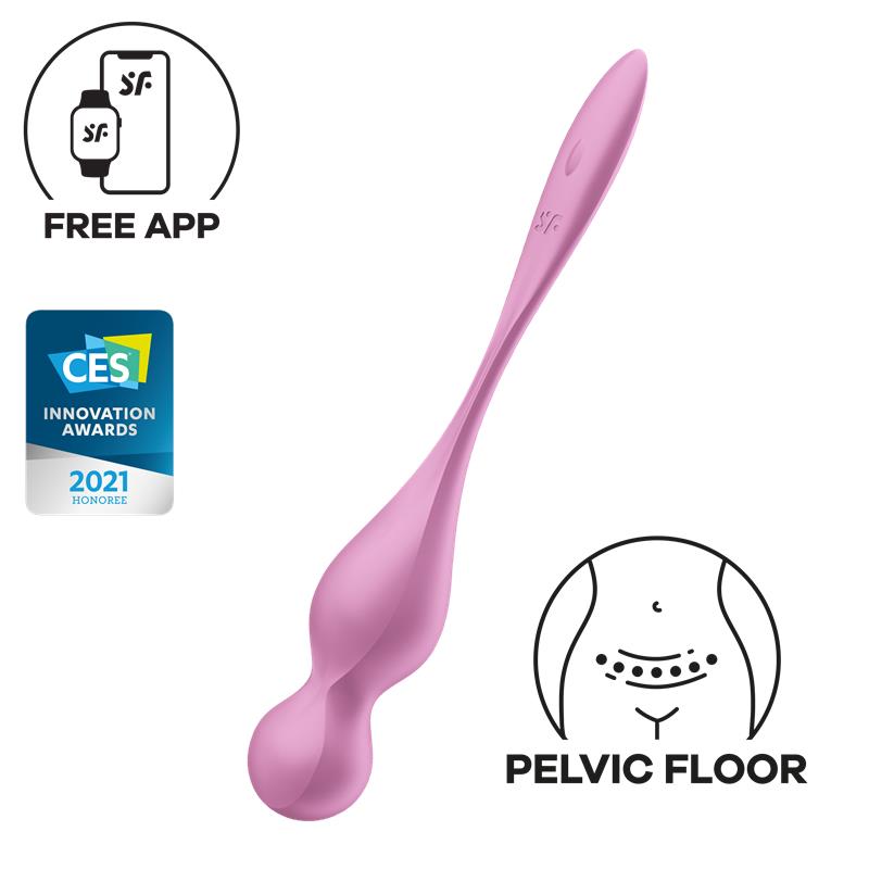 SATISFYER - LOVE BIRDS 1 BOLAS KEGEL CON APP ROSA