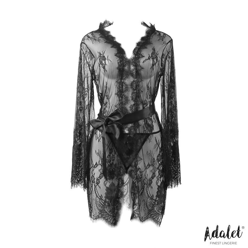 ADALET LINGERIE - LUCY PEIGNOIR SEMI TRANSPARENTE Y TANGA