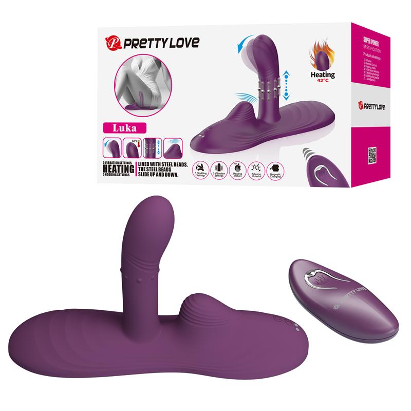 PRETTYLOVE - LUKA ASIENTO CON VIBRADOR CON FINGER, EFECTO CALOR Y BOLAS ROTADORAS