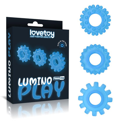 LOVETOY - LUMINO PLAY SET 3 ANILLOS PARA EL PENE LUZ AZUL