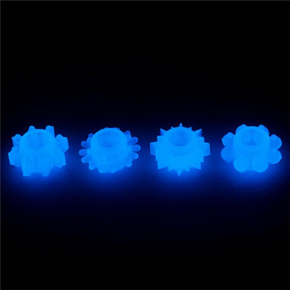 LOVETOY - LUMINO PLAY SET 4 ANILLO PARA EL PENE LUZ AZUL