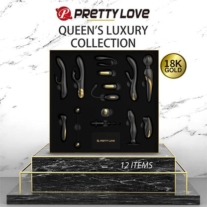 PRETTYLOVE - LUXURY SET QUEENS 12 JUGUETES NEGRO Y ORO 18K