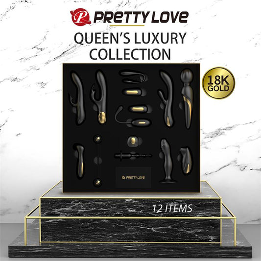PRETTYLOVE - LUXURY SET QUEENS 12 JUGUETES NEGRO Y ORO 18K