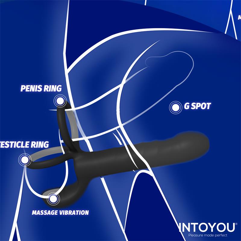 INTOYOU - MAGNOR DILDO CON ANILLO DOBLE Y ESTIMULADOR DE TESTÍCULOS