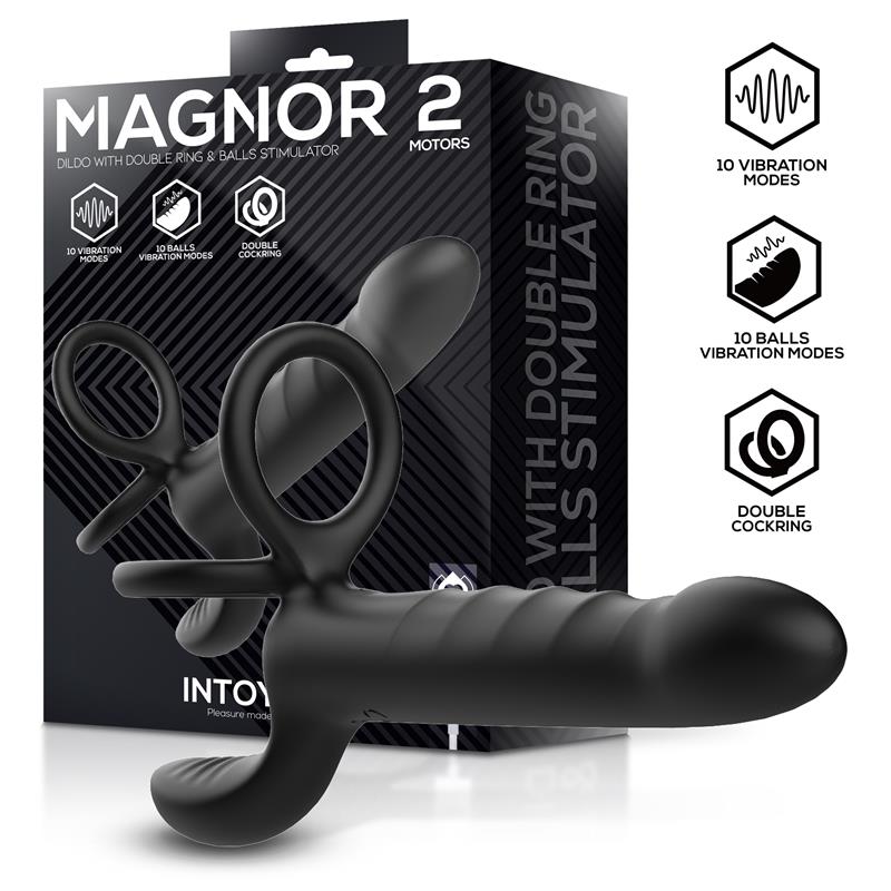 INTOYOU - MAGNOR DILDO CON ANILLO DOBLE Y ESTIMULADOR DE TESTÍCULOS