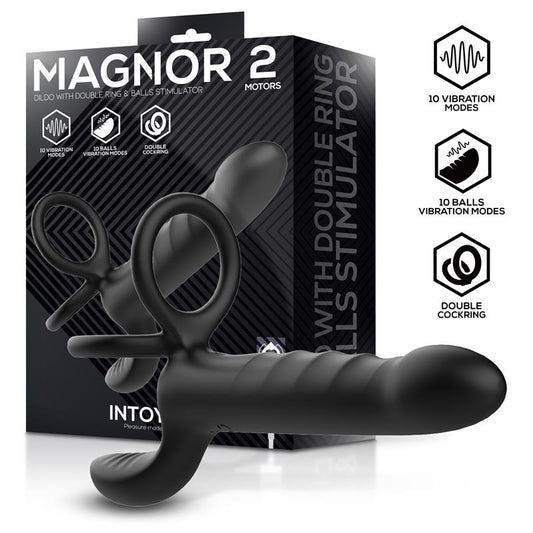 INTOYOU - MAGNOR DILDO CON ANILLO DOBLE Y ESTIMULADOR DE TESTÍCULOS