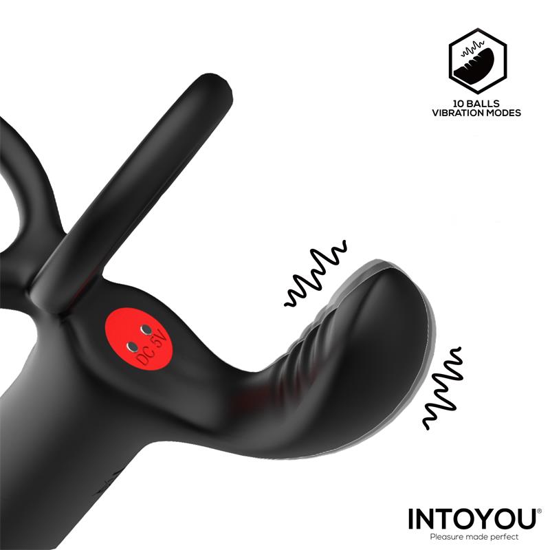 INTOYOU - MAGNOR DILDO CON ANILLO DOBLE Y ESTIMULADOR DE TESTÍCULOS
