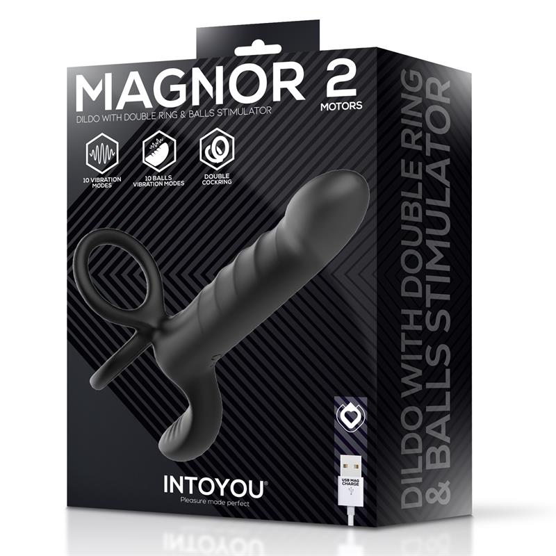 INTOYOU - MAGNOR DILDO CON ANILLO DOBLE Y ESTIMULADOR DE TESTÍCULOS
