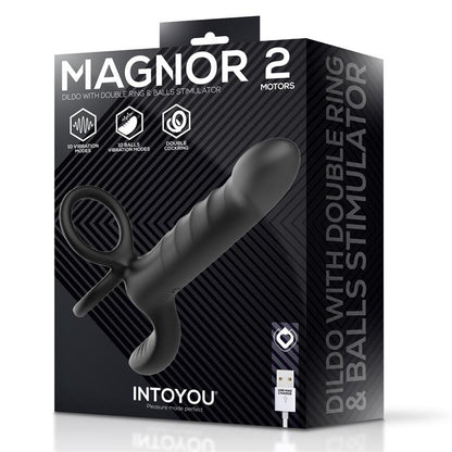 INTOYOU - MAGNOR DILDO CON ANILLO DOBLE Y ESTIMULADOR DE TESTÍCULOS