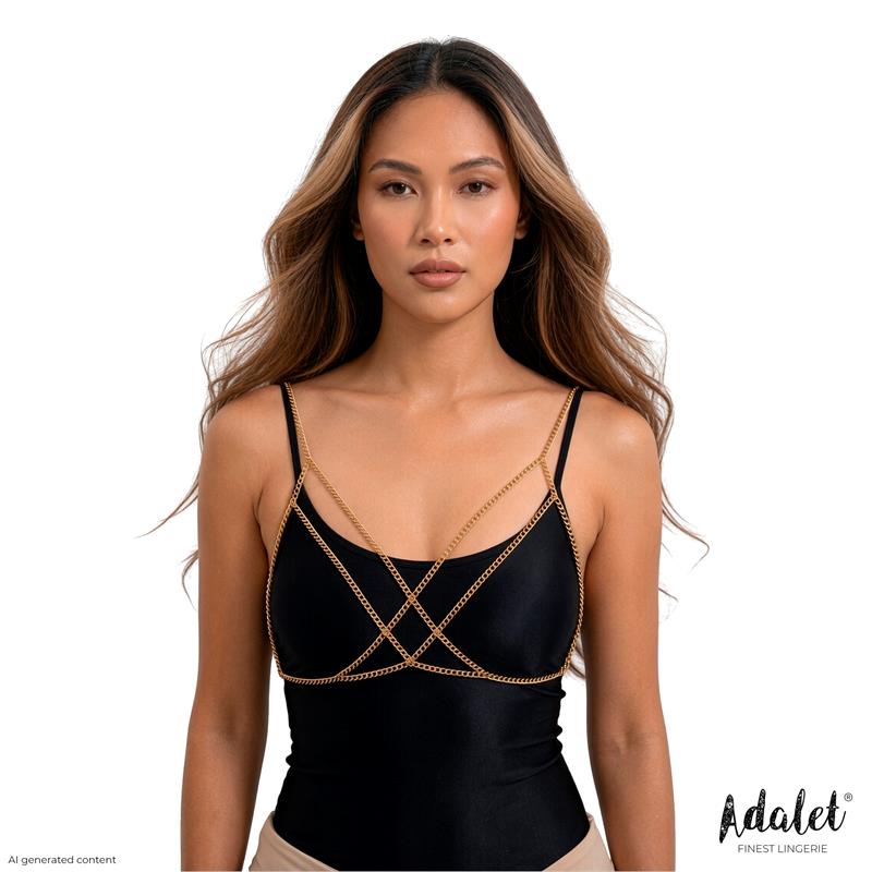 ADALET LINGERIE - MAMEN SUJETADOR DE CADENAS DORADO TALLA ÚNICA