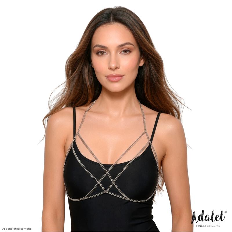 ADALET LINGERIE - MAMEN SUJETADOR DE CADENAS PLATA TALLA ÚNICA