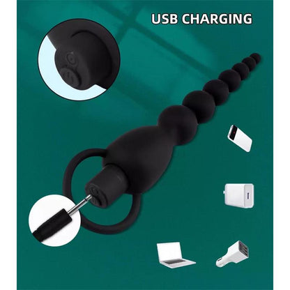 TARDENOCHE - MARBE CADENA ANAL CON VIBRACIÓN USB SILICONA