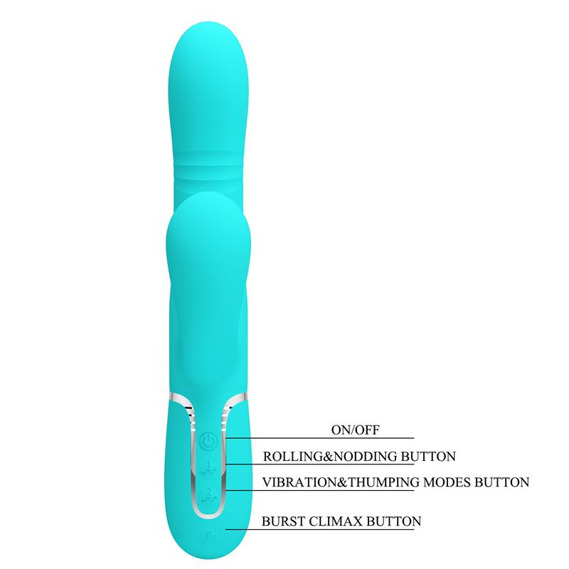PRETTYLOVE - MARIANA VIBRADOR 4 EN 1 SILICONA TURQUESA