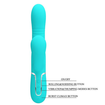 PRETTYLOVE - MARIANA VIBRADOR 4 EN 1 SILICONA TURQUESA