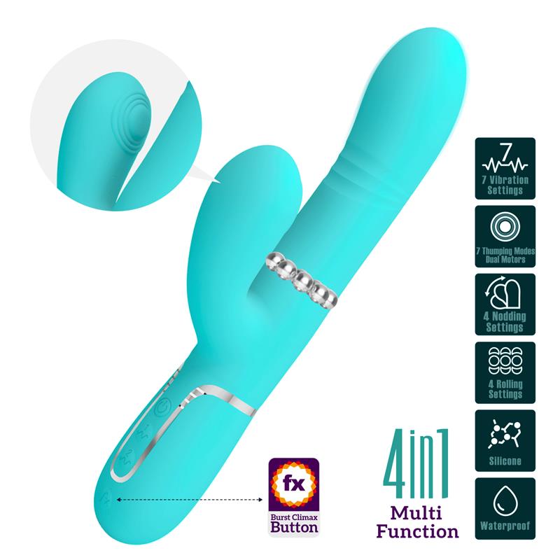 PRETTYLOVE - MARIANA VIBRADOR 4 EN 1 SILICONA TURQUESA