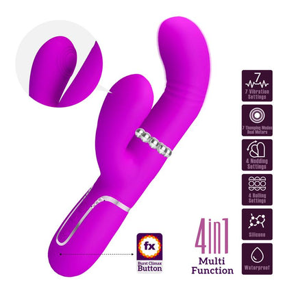 PRETTYLOVE - MARIANA VIBRADOR 4EN1 SILICONA FUCSIA