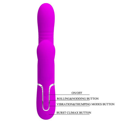 PRETTYLOVE - MARIANA VIBRADOR 4EN1 SILICONA FUCSIA