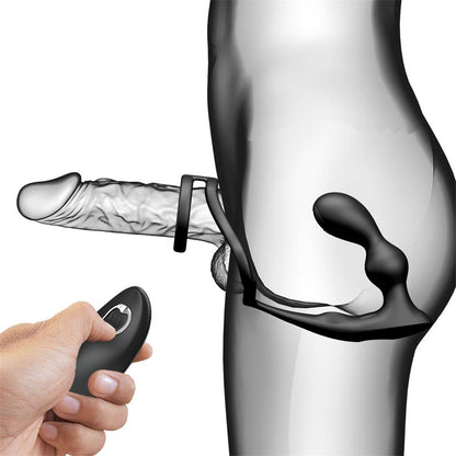 PRETTYLOVE - MARSHALL PLUG ANAL CON VIBRACIÓN Y ANILLO PARA EL PENE Y TESTÍCULOS