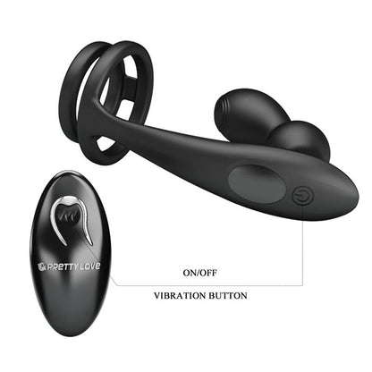 PRETTYLOVE - MARSHALL PLUG ANAL CON VIBRACIÓN Y ANILLO PARA EL PENE Y TESTÍCULOS