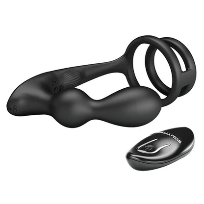PRETTYLOVE - MARSHALL PLUG ANAL CON VIBRACIÓN Y ANILLO PARA EL PENE Y TESTÍCULOS