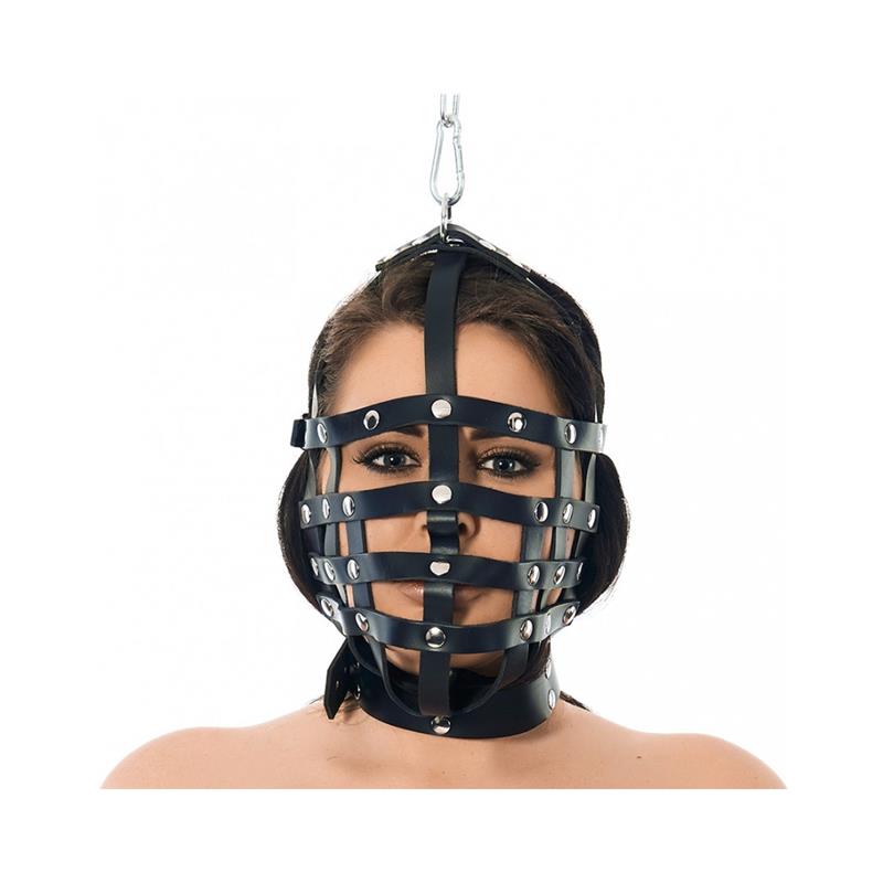 BONDAGE PLAY - MÁSCARA CUERO CON FORMA DE BOZAL AJUSTABLE