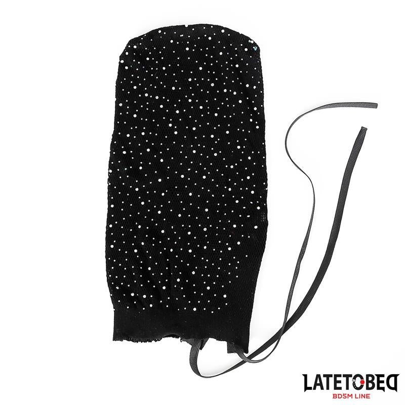 LATETOBED BDSM LINE - MÁSCARA REJILLA CON BRILLANTES Y LAZO AJUSTABLE