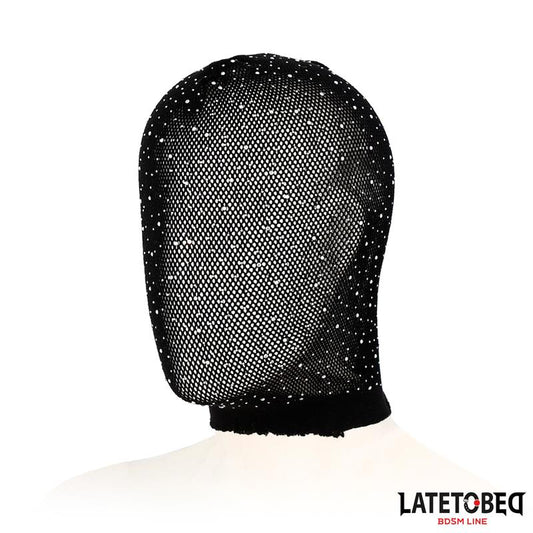 LATETOBED BDSM LINE - MÁSCARA REJILLA CON BRILLANTES Y LAZO AJUSTABLE