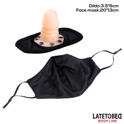 LATETOBED BDSM LINE - MASCARILLA CON ACCESORIO DE DILDO 6 CM DESMONTABLE