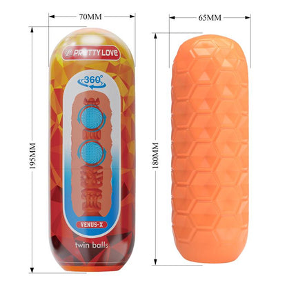 PRETTYLOVE - MASTURBADOR MANUAL HONEYCOMB CON 2 BOLAS INTERNAS