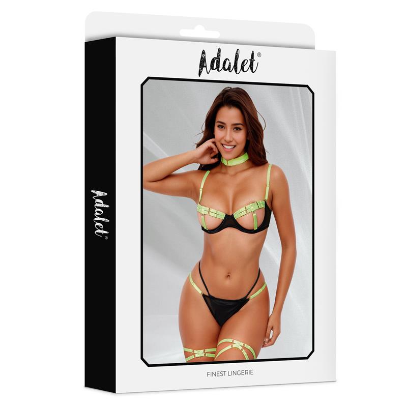 ADALET LINGERIE - MAYA SET SUJETADOR, TANGA, LIGAS Y CHOKER Y