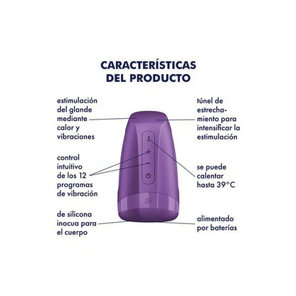 SATISFYER - MEN HEAT VIBRATION BATTERY SERIES DARK BERRY