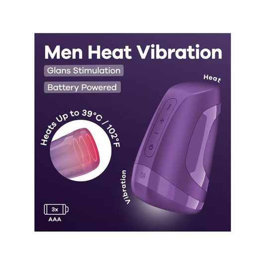 SATISFYER - MEN HEAT VIBRATION BATTERY SERIES DARK BERRY