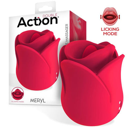 ACTION - MERYL ESTIMULADOR VIBRADOR DE ROSA CON LENGUA 2 MOTORES