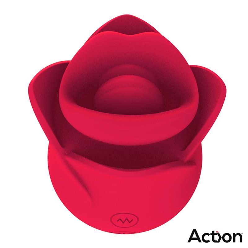 ACTION - MERYL ESTIMULADOR VIBRADOR DE ROSA CON LENGUA 2 MOTORES