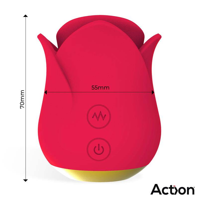 ACTION - MERYL ESTIMULADOR VIBRADOR DE ROSA CON LENGUA 2 MOTORES