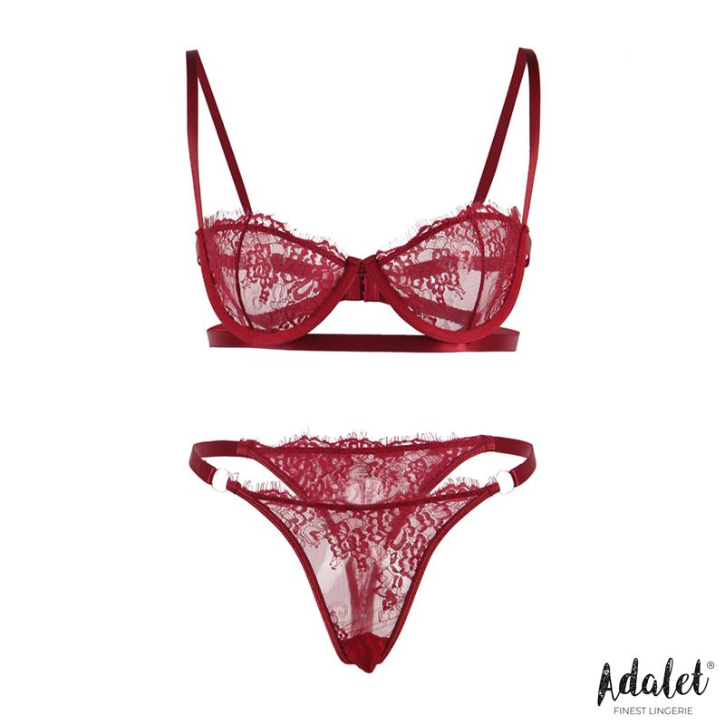 ADALET LINGERIE - MIA SET SUJETADOR Y TANGA DE ENCAJE BURGUNDY