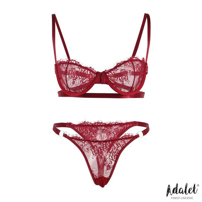 ADALET LINGERIE - MIA SET SUJETADOR Y TANGA DE ENCAJE BURGUNDY