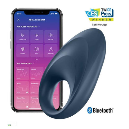 SATISFYER - MIGHTY ONE ANILLO VIBRADOR CON APP AZUL