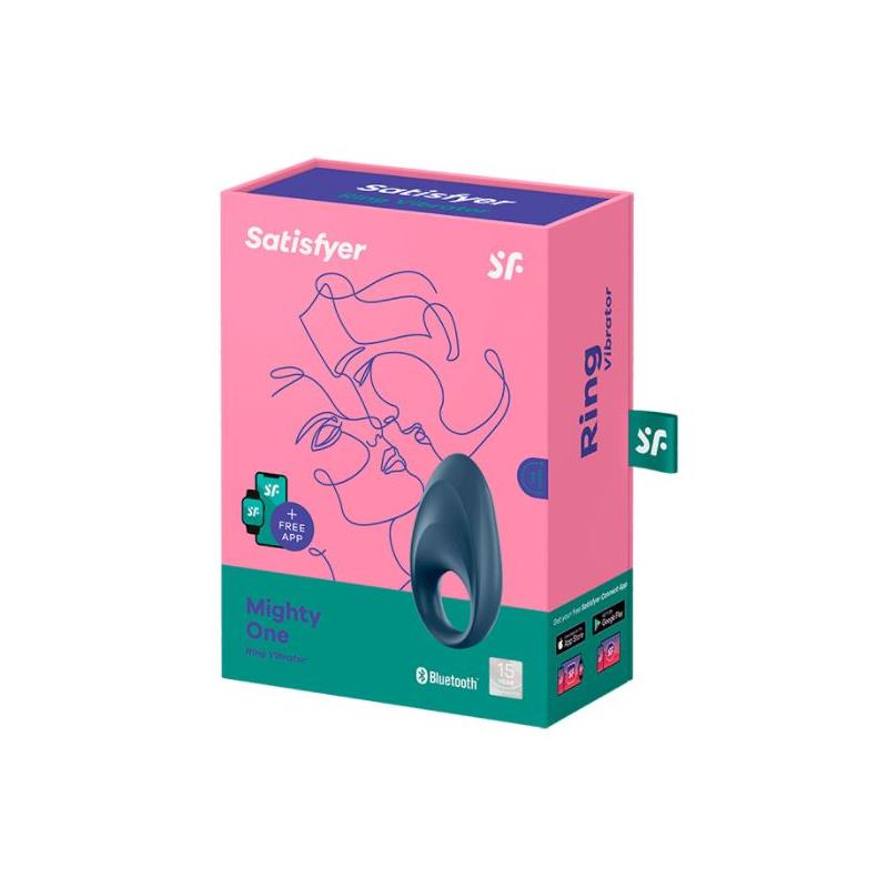 SATISFYER - MIGHTY ONE ANILLO VIBRADOR CON APP AZUL
