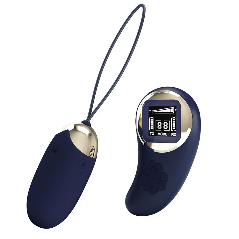 PRETTYLOVE - MINA HUEVO VIBRADOR CON CONTROL REMOTO PANTALLA DIGITAL AZUL