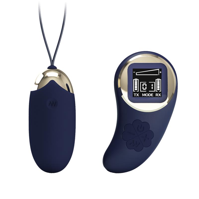 PRETTYLOVE - MINA HUEVO VIBRADOR CON CONTROL REMOTO PANTALLA DIGITAL AZUL
