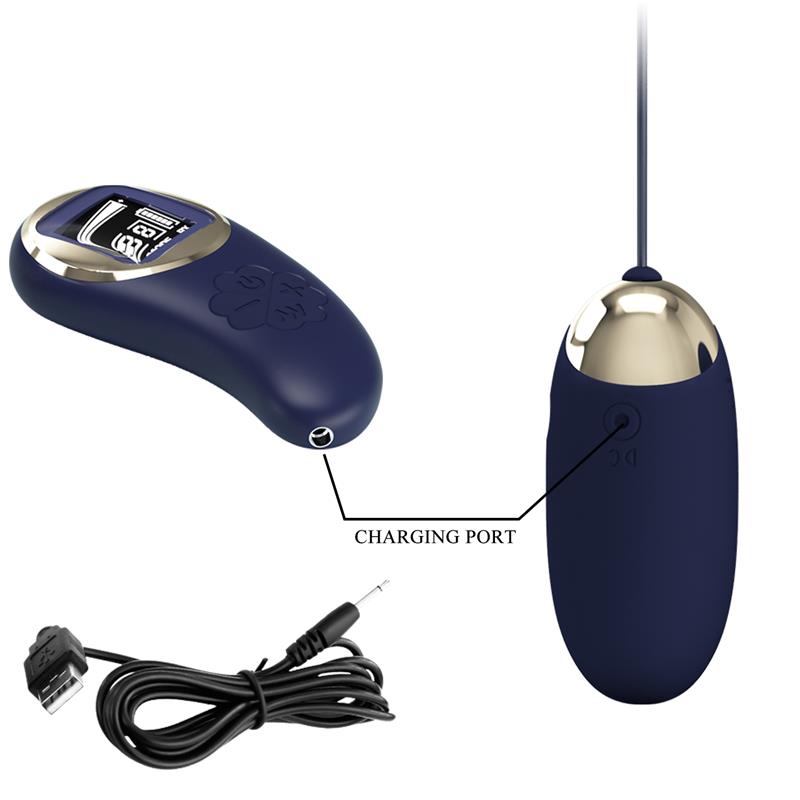 PRETTYLOVE - MINA HUEVO VIBRADOR CON CONTROL REMOTO PANTALLA DIGITAL AZUL