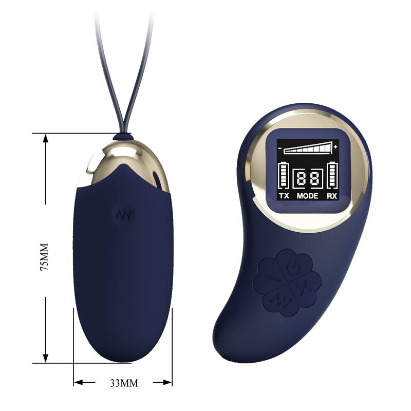 PRETTYLOVE - MINA HUEVO VIBRADOR CON CONTROL REMOTO PANTALLA DIGITAL AZUL
