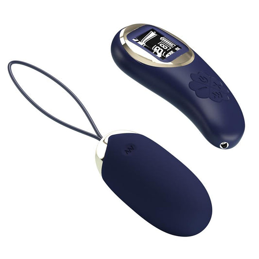 PRETTYLOVE - MINA HUEVO VIBRADOR CON CONTROL REMOTO PANTALLA DIGITAL AZUL